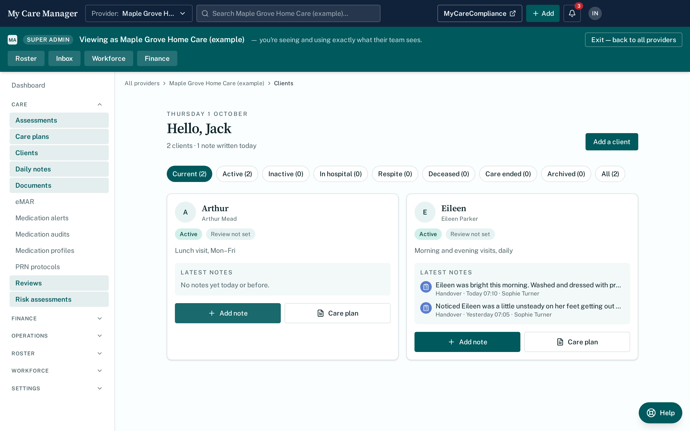 Clients — everyone in one place